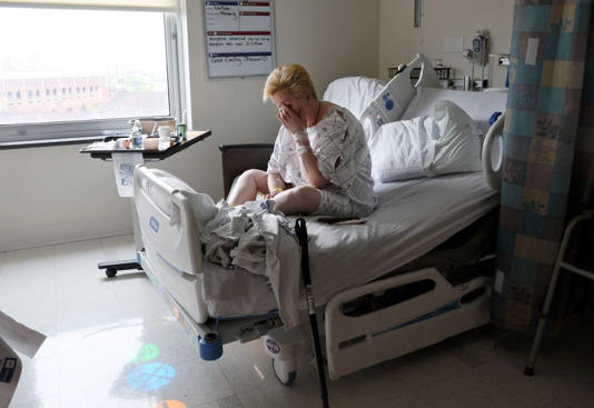 woman on hospital bed